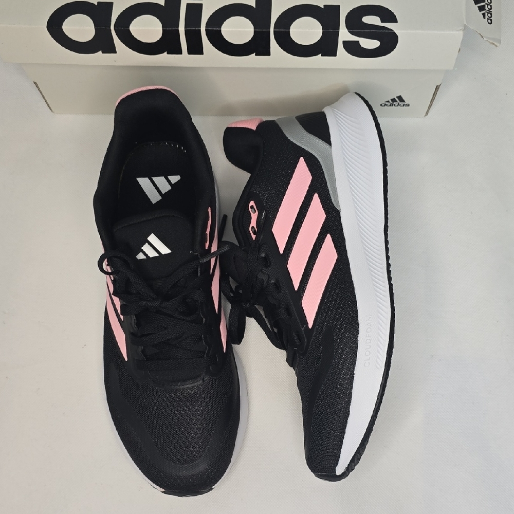 Adidas Women's Black and Pink Athletic Shoes. Youth Size 5 Womans Size 7